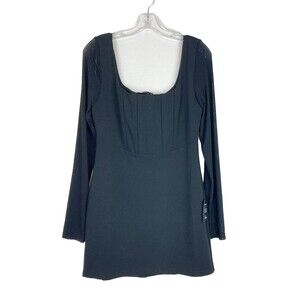 Lulus Women's Mini Dress Size M Black Long Sheer Mesh Sleeves